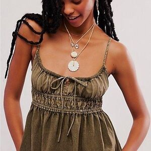 We The Free Olive Sea Lion Green Blouse